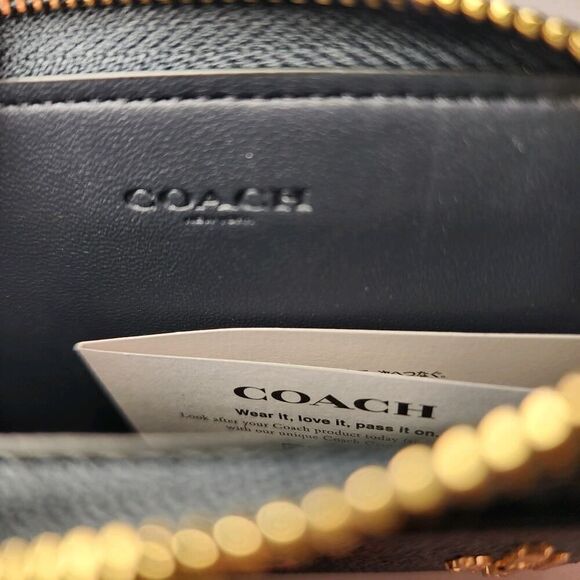 NWT Coach CZ468 Zip Card Case Signature Canvas Cherry Print Denim - Picture 4 of 4